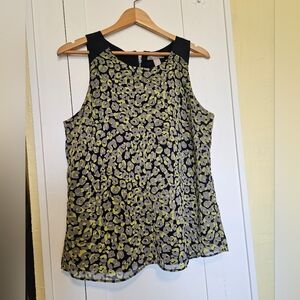Banana Republic Blue and Green Leopard Print Tank Blouse Size M